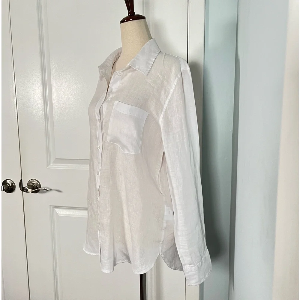 H&M 100% linen white essential Button Down Shirt size S - Picture 8 of 10